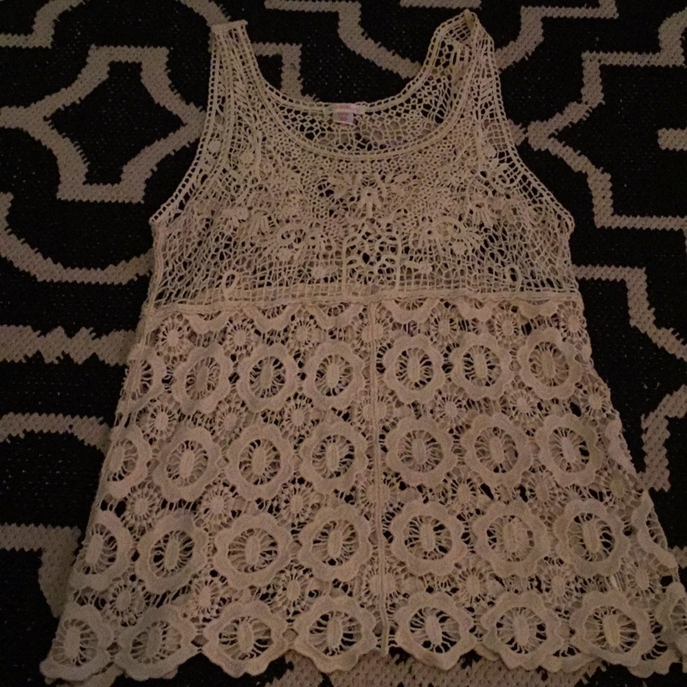 Cream Crochet Tank Top